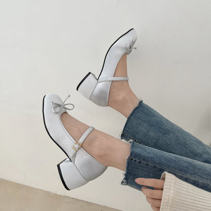 Women's Shoes  Mary Jane Women's High Heels Fashion Party Pumps Women Elegant Butterfly-knot Shallow Shoes Ladies