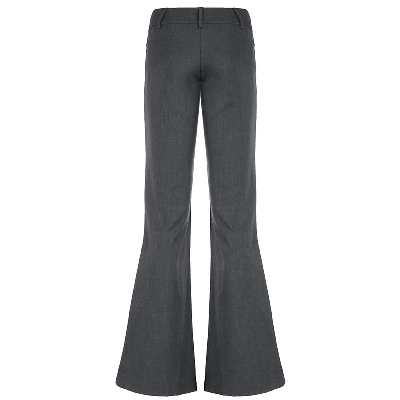 lovwvol  -  Low Waisted Straight Casual Suit Flare Pants Gray Skinny Fashion High Street Lady Boot Cut Trousers Vintage Y2K