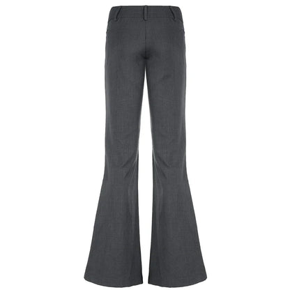 lovwvol  -  Low Waisted Straight Casual Suit Flare Pants Gray Skinny Fashion High Street Lady Boot Cut Trousers Vintage Y2K