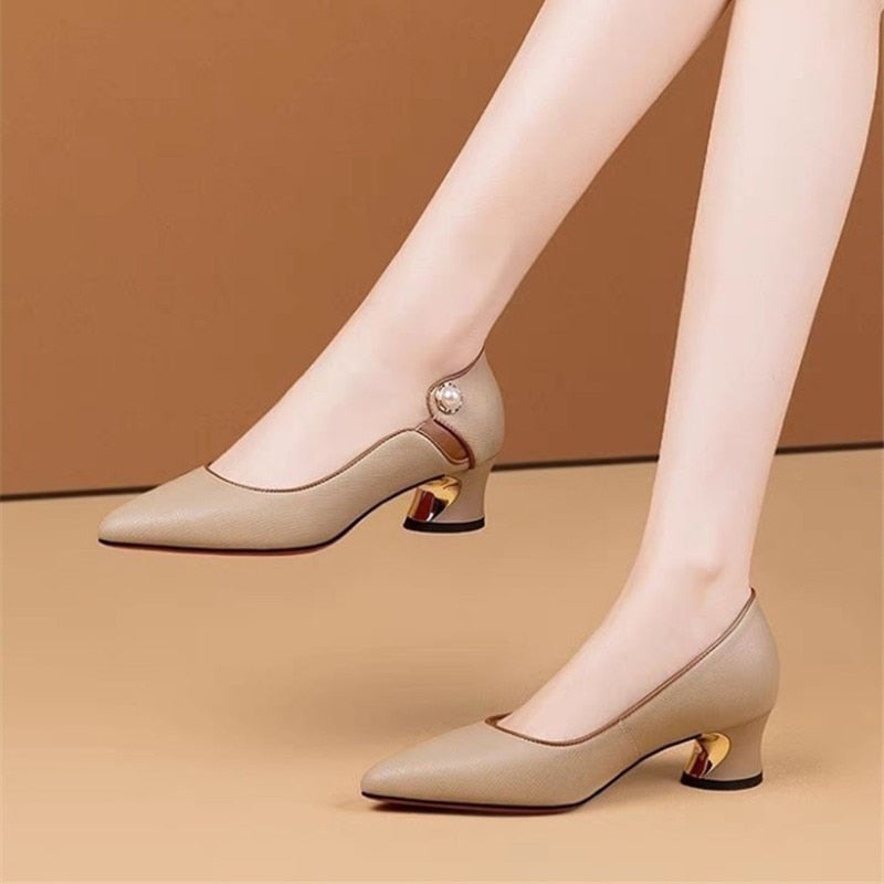 Women Fashion Elegant Bow Tie Party Square Heel Navy Blue Pumps Female Cute Comfort Spring & Autumn Heel Shoes