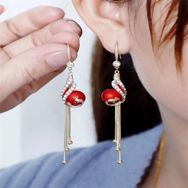 Korean Trendy Crystal Zircon Dangle Earrings For Women Sweet Opal Water Drop Geometric Earrings Girl Birthday Party Jewelry Gift