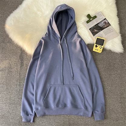 lovwvol     Woman's Sweatshirts Solid Drop Shoulder Korean Female Hooded Pullovers 2023 Thicken Warm Oversized Hoodies Women