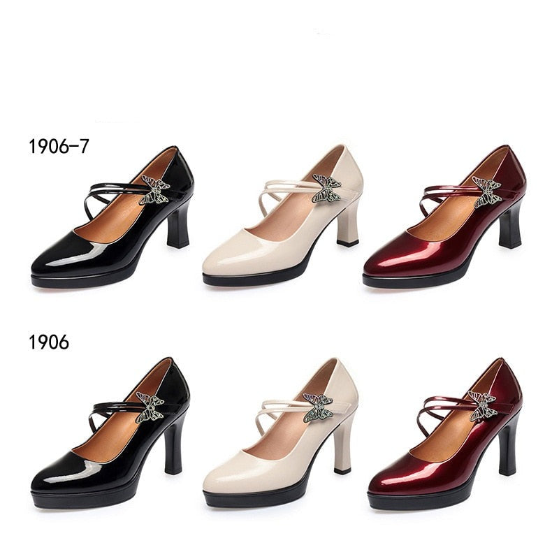 Spring And Autumn New High-heeled Single Shoes Leather Small Leather Shoes Catwalk Shoes Ladies Dancing Bride Wedding Shoes