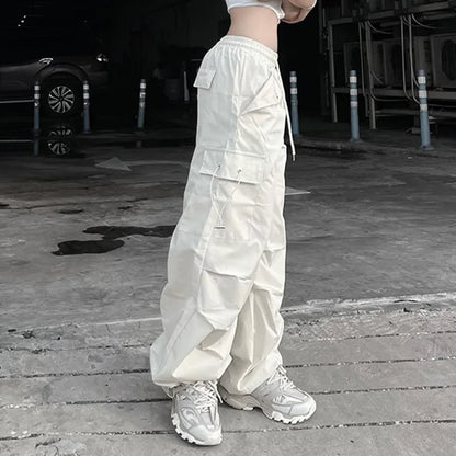 lovwvol Women Baggy Cargo Pants Summer Y2k Streetwear Hip Hop Parachute Sweatpants Harajuku Oversize Casual Jogger Wide Trousers