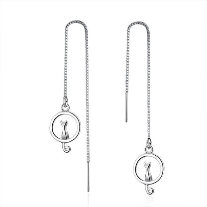 Korean Geometric Long Tassel Drop Earring For Women Shiny Zircon Flower Leaf Cute Rabbit Pendant Earrings Girl Ear Line Jewelry