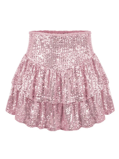 New In  Spring Summer Glitter Sequin Sexy Pleated Skirt For Women Streetwear Sexy Party NightClub High Wasit Mini Skirts