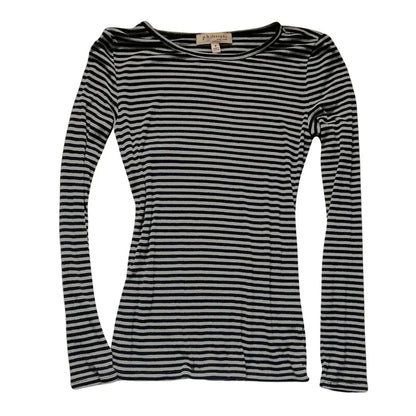 Women T-shirt Long Sleeve Crew Neck Striped Fall Slim Fit Ladies Tops For Casual Daily