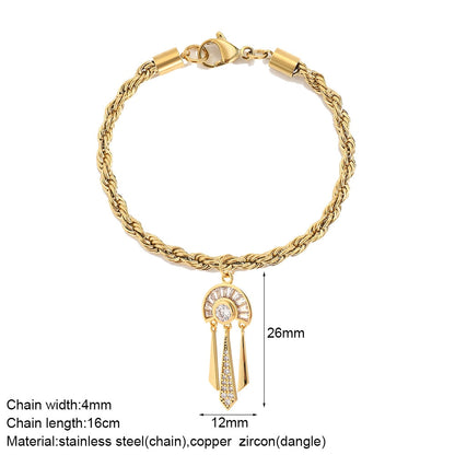 Cute Heart Love Sun Angel Charms Bracelet for Women Evil Blue Eye Gold Color Stainless Steel Chain Copper CZ Dangle Bangle