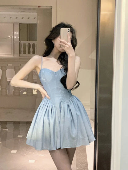 lovwvol Summer Party Sexy Strap Dress Women Sleeveless Casual Formal Midi Dress Female Elegant Vintage One Piece Dress Korean Sweet