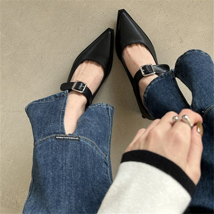 Square Heel Shoes For Women Pumps Elegant Heeled Shoes Ladies Luxury Pointed Toe High Heels Shoes Casual Summer Leather Shoes