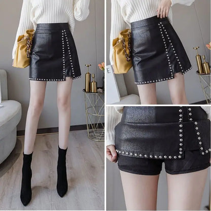 Black Irregular A-line Skirt Spring Autumn New High Waist Solid Color Split Hem Hip Short Skirt Fashion Trend Women Clothing