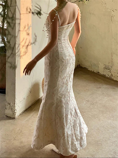 lovwvol Runway Woman Dress Backless Embroidery Vintage Sleeveless Sexy Beach Boho Lace Party Sundress Women Summer Maxi