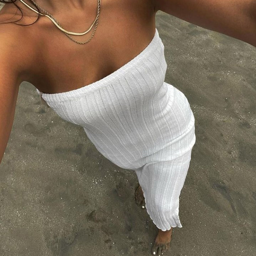 lovwvol Summer Knit Long Skirts Bodycon Women Sexy Beach Cove Up Dress Party Outfits Dropped Waist See Through Wrap White Midi Skirt