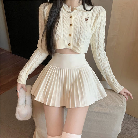 lovwvol Summer High Waist Skirts Womens Sexy Mini Skirts Vintage Pleated Skirt Korean Tennis Skirts Short White Black