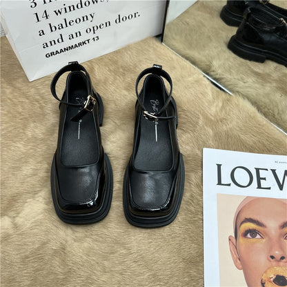 lovwvol Design Mary Jane Shoes Women's Shoes Casual Women Thick Sole Heels Ankle Buckle Shoes Elegant Ladies Shallow Single Shoes