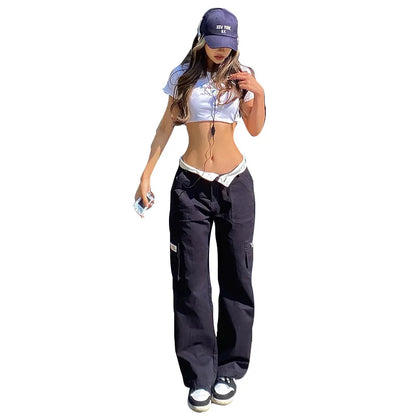 lovwvol   Harajuku Vintage Cargo Pants Women Low Waist Casual Wide Legs Long Pants Femme Hippie Straight Y2k Pants Trousers