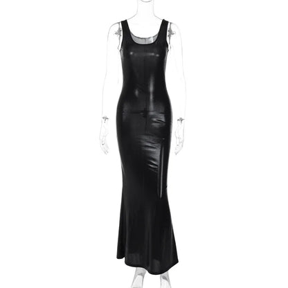 lovwvol Fashion Sleeveless Split Maxi Dress Elegant Outfits for Women Party Club Long U Neck Tank Dresses Bodycon Spring