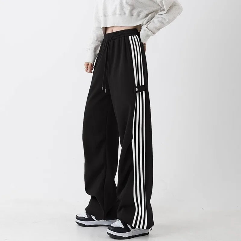 lovwvol   Y2k Striped Swestpants Woman Sports Baggy Korean Fashion Pants Streetwear Cargo Harajuku Spring Trousers Vintage Aesthetic