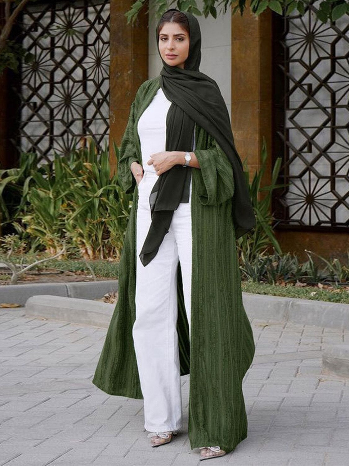 Ramadan Eid Djellaba Abaya Dubai Long Sleeve Muslim Dress Kimono Opened Abaya Dubai Muslim Cardigan Islam Abayas With Belt WY709