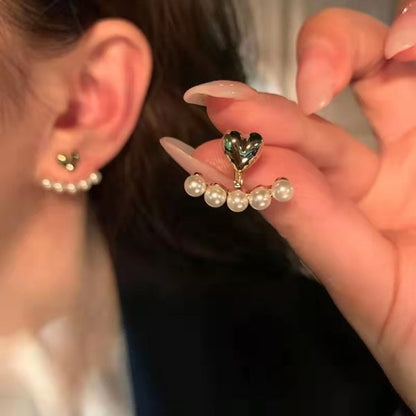 Korean New Light Luxury Zircon Fishtail Pearl Stud Earrings For Women Fashion Crystal Imitation Pearl Sweet Earring Girl Jewelry