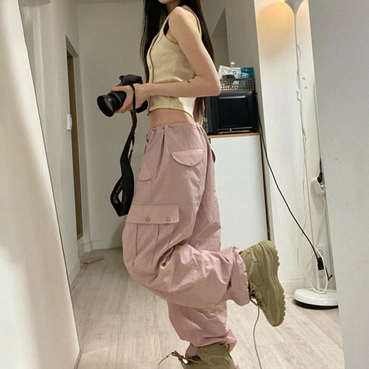 Y2K Cargo Pants Women Baggy Trousers Fall Streetwear Fairycore Oversized Pants Vintage Casual Loose Sweatpants