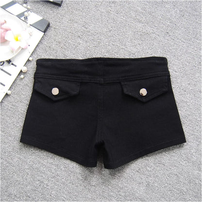 lovwvol  -  Black Spicy Girl Low Waist Denim Shorts Women Summer New Fashion Studded Bead Rivet Nightclub Sexy Slim Short Hot Pants Women