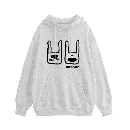 lovwvol  -  Cartoon Print Hooded Sweatshirt Woman Fall And Winter Couple Hoodies Versatile Jacket Trendy Casual Top K pop Clothes