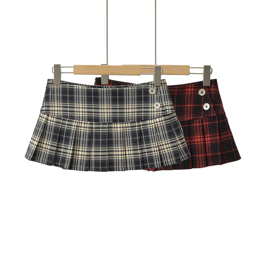 lovwvol Summer Mini skirts for woman vintage korean fashion plaid skirts for women y2k skirts pleated red plaid skirts preppy style