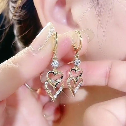 Exquisite Opal Flower Earrings For Women Rhinestone Long Tassel Zircon Earring Girls Wedding Party Temperament Jewelry New