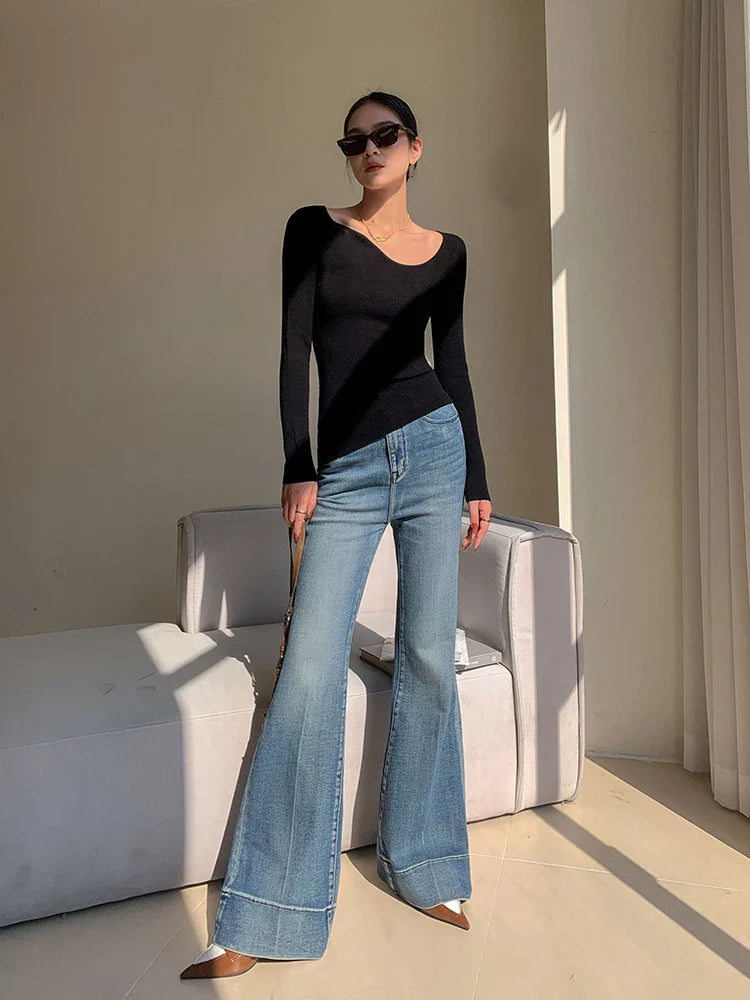 lovwvol Tall Girl Friendly Flared Jeans 90s Vintage Y2k Jeans Women Streetwear Korean Style Bootcut Pants High Waist Trousers