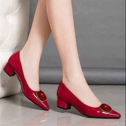 Women Fashion Elegant Bow Tie Party Square Heel Navy Blue Pumps Female Cute Comfort Spring & Autumn Heel Shoes