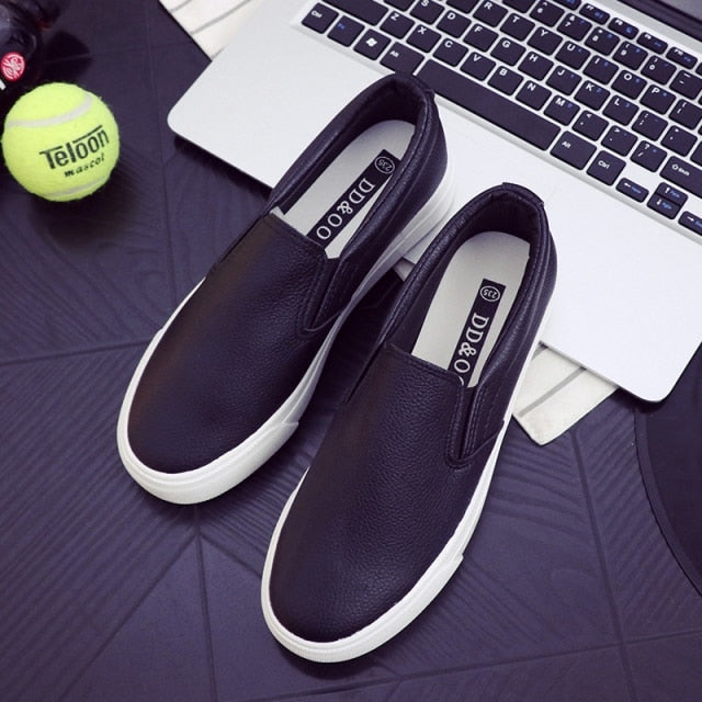 lovwvol Women Sneakers Leather Shoes Spring Trend Casual Flats Sneakers Female New Fashion Comfort Slip-on Platform Vulcanized Shoes