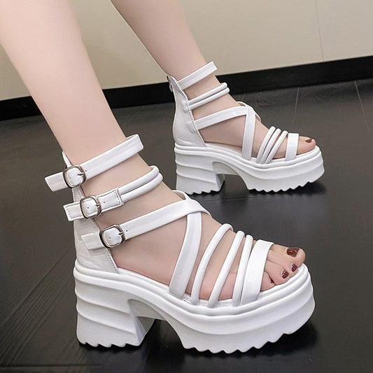 Women's Fashion Ankle Strap Wedges Sandals Platform Chunky Heel Sandals for Women 2023 Summer Thick Bottom Gladiator Shoes Woman