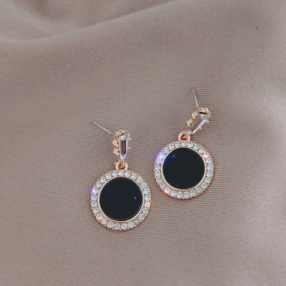 Korean Style Black Zircon Stud Earring For Women Shiny Rhinestone Square Geometric Earrings Girl Party Statement Jewelry Gifts