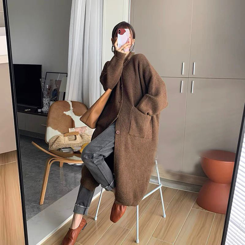lovwvol Oversized Long Knitted Cardigans for Women Fall Winter Loose Style Button Down Jackets Chic Ladies Casual Sweater
