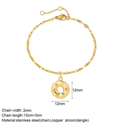 Cute Heart Love Sun Angel Charms Bracelet for Women Evil Blue Eye Gold Color Stainless Steel Chain Copper CZ Dangle Bangle