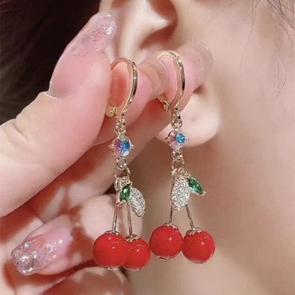 New Korean Luxury Crystal Zircon Stud Earring For Women Red Flowers Heart Pearl Bow Knot Earrings Christmas New Year Jewelry