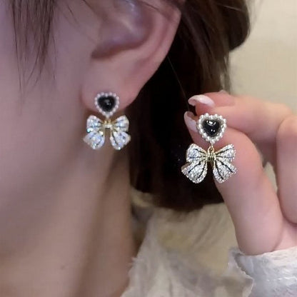 New Luxury Zircon Water Drop Earrings for Women Korean Fashion Rhinestone Opal Flower Geometrical Earring Girl Unusual Jewelry