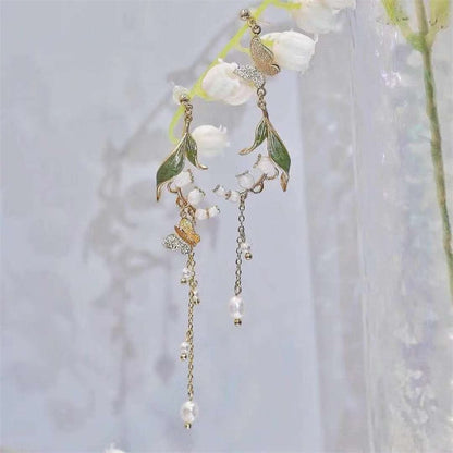 New Flower Bohemia Hanging Earrings Women Fashion Long Tassel Rhinestone Flowers Earring Female Wedding Party Jewelry Gift