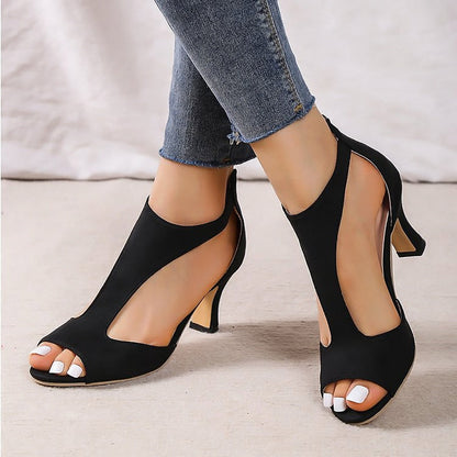 lovwvol Peep Toe High Heels Sandals Women Summer 2023 Hollow Out Pointed Toe Pumps Woman Shoes Plus Size 43 Thick Heeled Sandalias Mujer