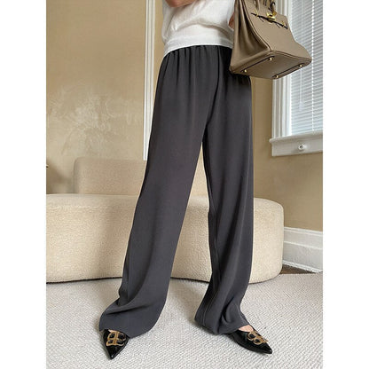 Vertical high-quality elastic waist mopping wide-leg suit pants 2023 early spring new style