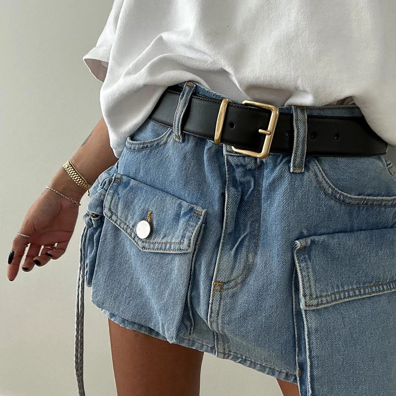 lovwvol  High Street Big Pockets Denim Skirt For Women Vintage Tie Dye y2k Jeans Skirts Fashion Club Outfits Bottoms Clothes