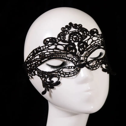 Women Hollow Lace Masquerade Face Mask Sexy Cosplay Prom Party Props Costume Halloween Masquerade Mask Nightclub Queen Eye Mask