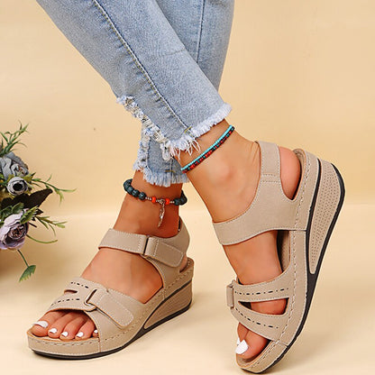 lovwvol Retro Wedges Platform Sandals Women 2023 Summer Thick Soled Beach Slippers Woman Plus Size 43 Ankle Buckle Sandalias Footwear