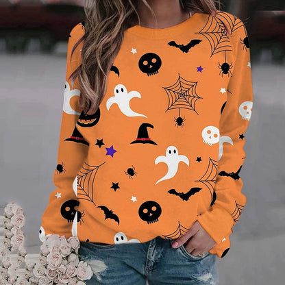 Cartoon 3d Bat Print Halloween Pullover Long Sleeve Y2k Sweatshirt Women Hoodies Autumn Fashion Vintage Streetwear Punk Clothes