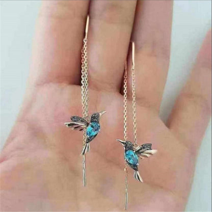 Trendy Little Bird Drop Long Hanging Earrings for Women Classic Gold Color Metal Long Tassel Earrings Stylish Jewelry