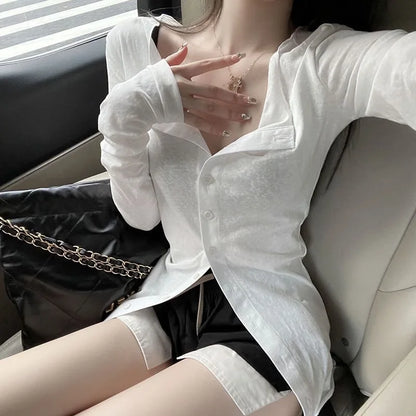 lovwvol   Vintage Women's Blouses Korean Style Long Sleeve Sexy Top Harajuku Fashion Elegant Female Shirts Office Lady Aesthetic