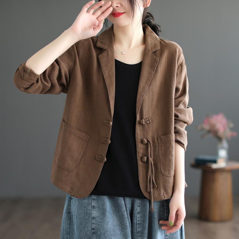 Thin Blazer Women Coats Women Clothing Fashion Clothes Casual Vintage Spring Elegant Cotton Linen Streetwear Autumn Comfortable