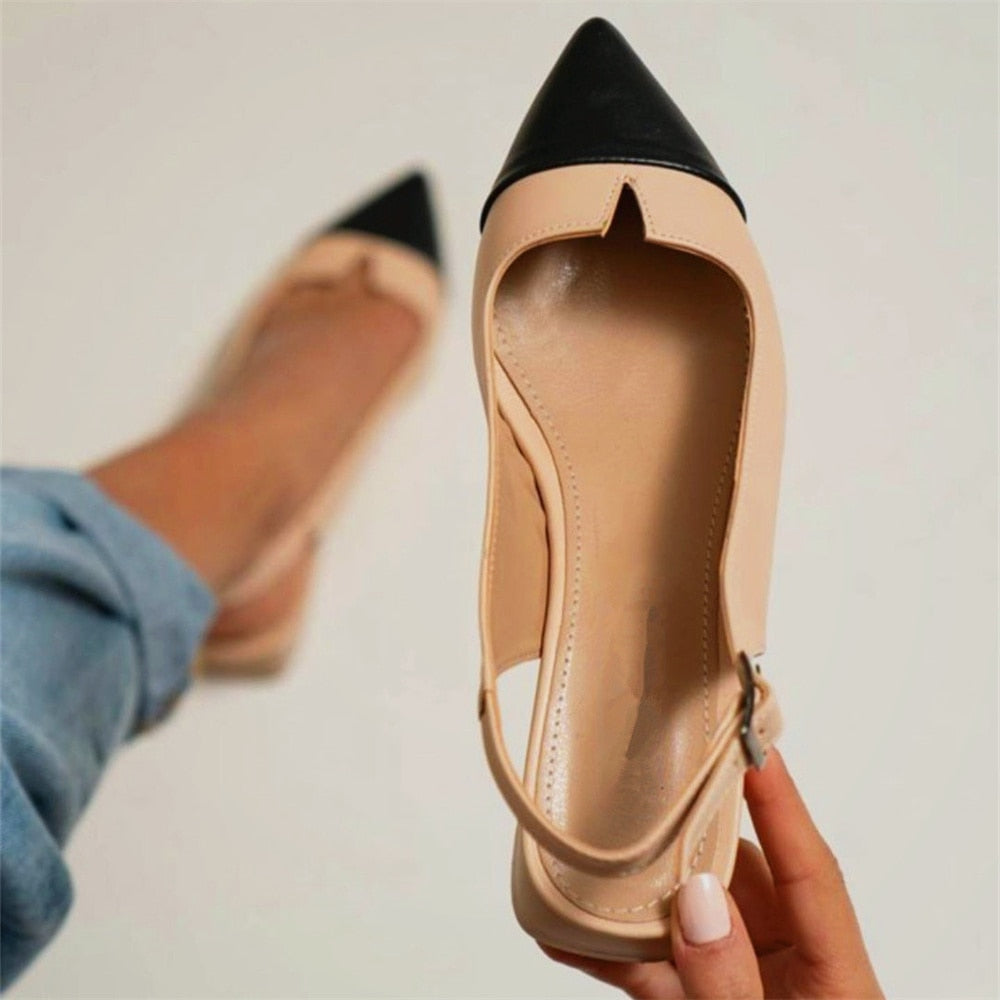 lovwvol Sandals Women Summer  Casual College Mixed Color Buckle Empty Fashion Pointy Simplicity Elegant Woman Shoes With Low Heels