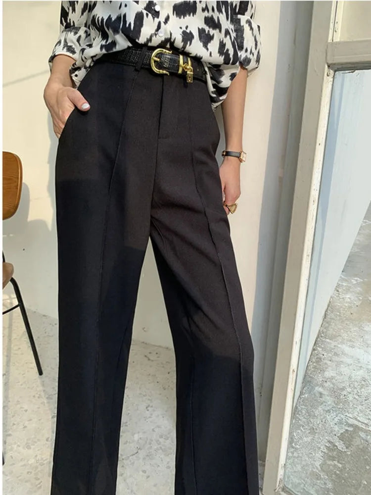 Solid Women Pants High Waist Loose Wide Leg Pants Women Casual Straight Trousers Women Fashion High Street Suit Women's Pants